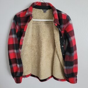 Kids Eddie Bauer Sherpa Lined Jacket Flannel/Plaid Button Pockets